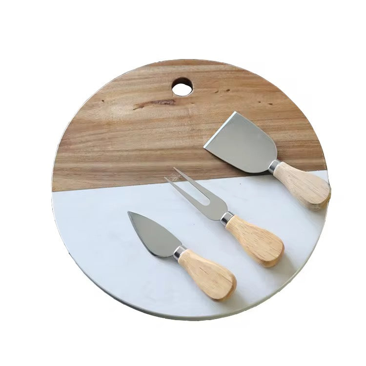 TapasArt tapasplank van marmer en acaciahout - bovenaanzicht