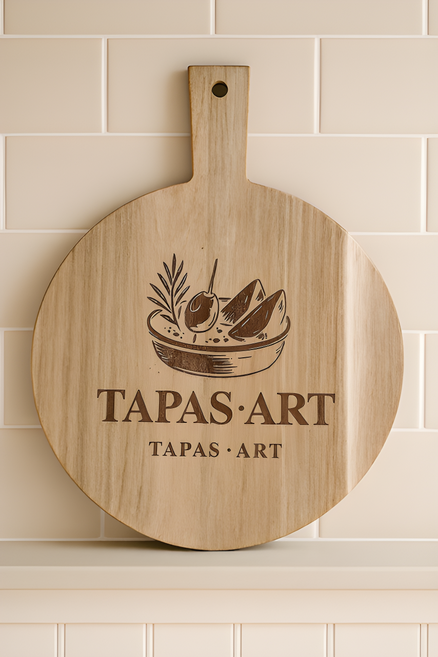 TapasArt multifunctionele tapas- en pizzaplank van hout bovenaanzicht